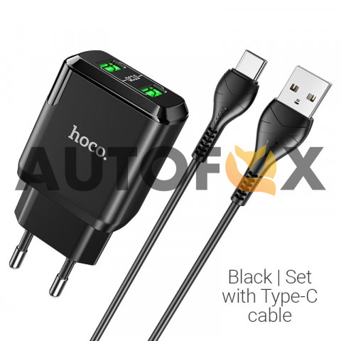 СЗУ HOCO N6 Charmer DUAL PORT QC3.0 charger (Type-C) (EU) (black)