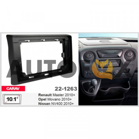 Carav 22-1263: 10.1" Renault Master 2010+, Opel Movano 2010+, Nissan NV400 2010+