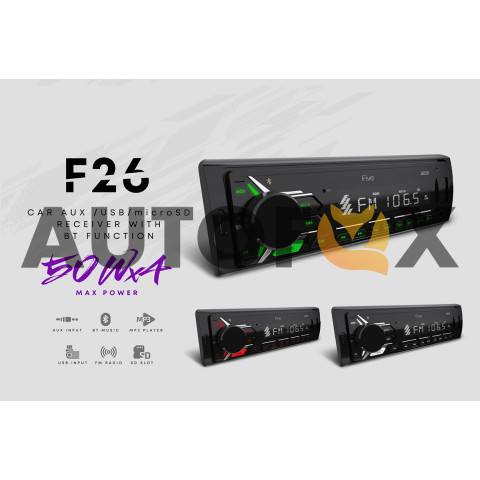 FIVE F26W (1din/белая/Bluetooth/USB/AUX/SD/FM/4*50).